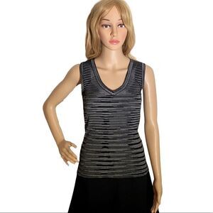 M MISSONI V-Neck knit Tank Top Black and White. XS. Like New.